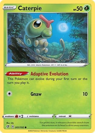 Caterpie — SWSH02: Rebel Clash Pokémon TCG card by Mitsuhiro Arita