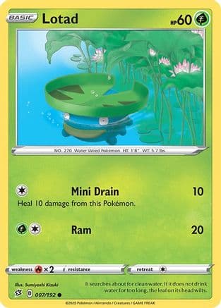 Lotad — SWSH02: Rebel Clash Pokémon TCG card by Sumiyoshi Kizuki