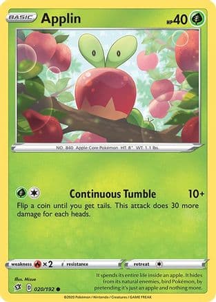 Applin (20) — SWSH02: Rebel Clash Pokémon TCG card by Mizue