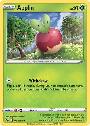 Applin (21) — SWSH02: Rebel Clash Pokémon TCG card by Kagemaru Himeno