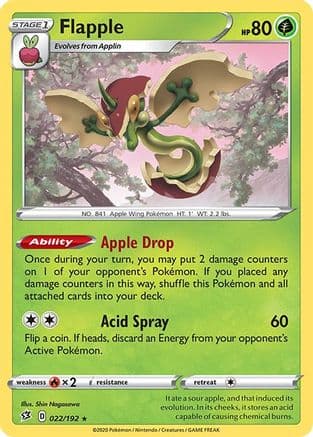 Flapple — SWSH02: Rebel Clash Pokémon TCG card by Shin Nagasawa