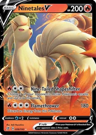 Ninetales V — SWSH02: Rebel Clash Pokémon TCG card by Saki Hayashiro