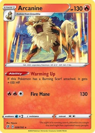 Arcanine — SWSH02: Rebel Clash Pokémon TCG card by Hasuno