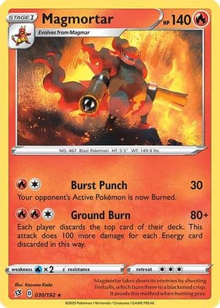 Magmortar — SWSH02: Rebel Clash Pokémon TCG card by Kazuma Koda