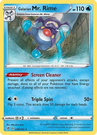Galarian Mr. Rime — SWSH02: Rebel Clash Pokémon TCG card by Mitsuhiro Arita