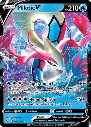 Milotic V — SWSH02: Rebel Clash Pokémon TCG card by Ayaka Yoshida