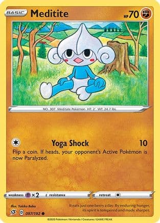 Meditite — SWSH02: Rebel Clash Pokémon TCG card by Yukiko Baba