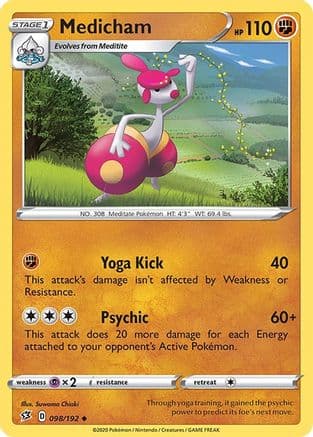 Medicham — SWSH02: Rebel Clash Pokémon TCG card by Suwama Chiaki
