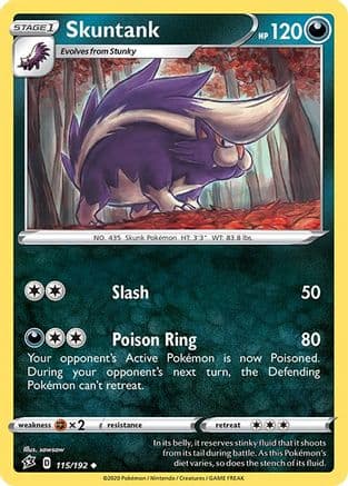 Skuntank — SWSH02: Rebel Clash Pokémon TCG card by sowsow