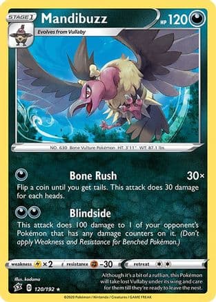 Mandibuzz — SWSH02: Rebel Clash Pokémon TCG card by kodama