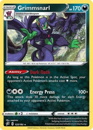 Grimmsnarl — SWSH02: Rebel Clash Pokémon TCG card by nagimiso