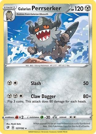 Galarian Perrserker — SWSH02: Rebel Clash Pokémon TCG card by Naoki Saito