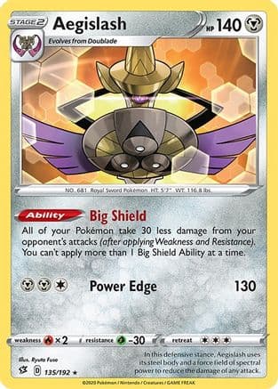 Aegislash — SWSH02: Rebel Clash Pokémon TCG card by Ryuta Fuse