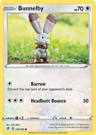 Bunnelby — SWSH02: Rebel Clash Pokémon TCG card by Yuka Morii