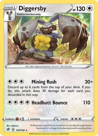 Diggersby — SWSH02: Rebel Clash Pokémon TCG card by kodama
