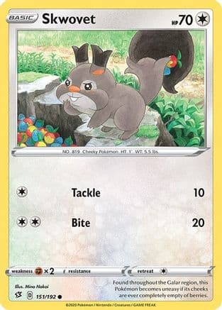 Skwovet — SWSH02: Rebel Clash Pokémon TCG card by HYOGONOSUKE