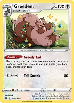 Greedent — SWSH02: Rebel Clash Pokémon TCG card by kantaro