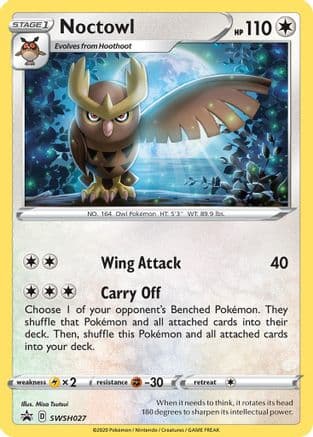 Noctowl - SWSH027 — SWSH: Sword & Shield Promo Cards Pokémon TCG card by Alexi Ruelas