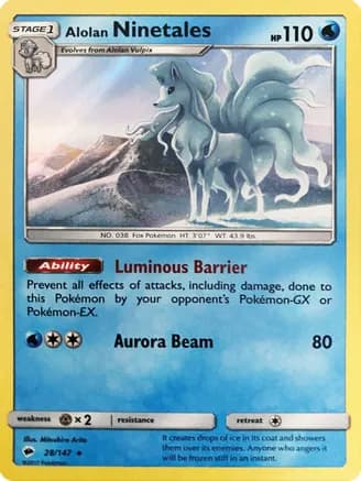 Alolan Ninetales - 28/147 (Water Web Holo) — Miscellaneous Cards & Products