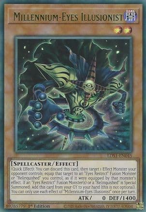 Millennium-Eyes Illusionist (Green) — Legendary Duelists: Season 1 Yu-Gi-Oh! card by Studio Dice/SHUEISHA, TV TOKYO, KONAMI