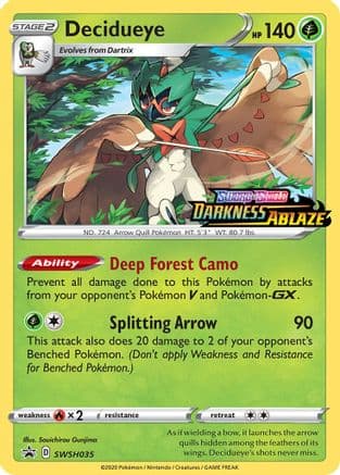 Decidueye - SWSH035 (Prerelease) — SWSH: Sword & Shield Promo Cards Pokémon TCG card by Souichirou Gunji