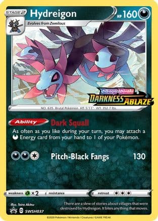 Hydreigon - SWSH037 (Prerelease) — SWSH: Sword & Shield Promo Cards Pokémon TCG card by Taira Akitsu