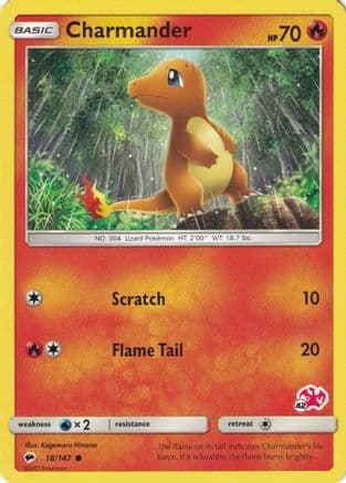 Charmander - 18/147 (#42 Charizard Stamped) — Battle Academy Pokémon TCG card by Atsuko Nishida