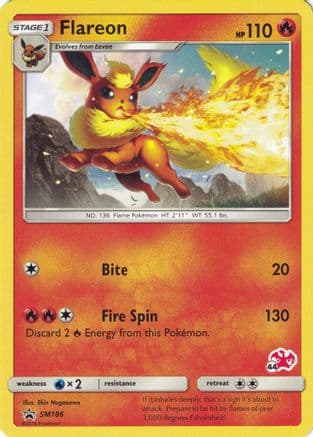 Flareon - SM186 (#44 Charizard Stamped) — Battle Academy Pokémon TCG card by Shizu Nagasawa