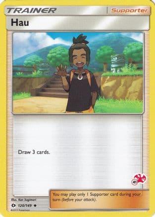 Hau - 120/149 (#41 Charizard Stamped) — Battle Academy Pokémon TCG card by Ken Sugimori