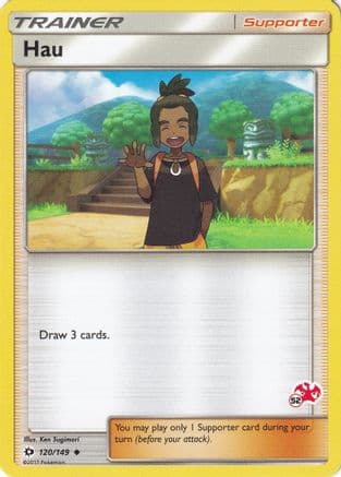 Hau - 120/149 (#52 Charizard Stamped) — Battle Academy Pokémon TCG card by Ken Sugimori