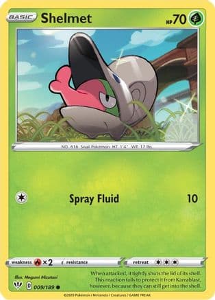 Shelmet — SWSH03: Darkness Ablaze Pokémon TCG card by Megumi Mizutani