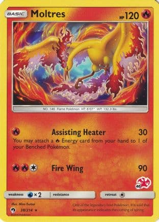 Moltres - 38/214 (#46 Charizard Stamped) — Battle Academy Pokémon TCG card by Mitsuhiro Arita
