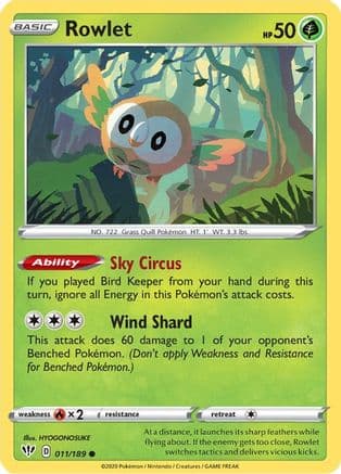 Rowlet — SWSH03: Darkness Ablaze Pokémon TCG card by HYOGONOSUKE
