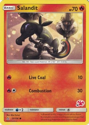 Salandit - 25/156 (#18 Charizard Stamped) — Battle Academy Pokémon TCG card by Misa Tsutsui