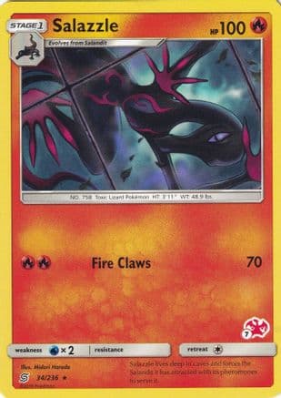 Salazzle - 34/236 (#7 Charizard Stamped) — Battle Academy Pokémon TCG card by Masakazu Fukuda