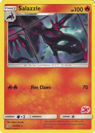 Salazzle - 34/236 (#23 Charizard Stamped) — Battle Academy Pokémon TCG card by Midori Harada