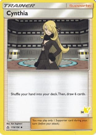 Cynthia - 119/156 (#50 Pikachu Stamped) — Battle Academy Pokémon TCG card by Ken Sugimori