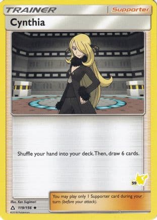 Cynthia - 119/156 (#59 Pikachu Stamped) — Battle Academy Pokémon TCG card by Ken Sugimori