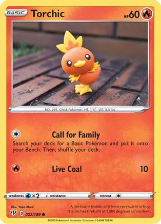 Torchic — SWSH03: Darkness Ablaze Pokémon TCG card by Yuka Morii