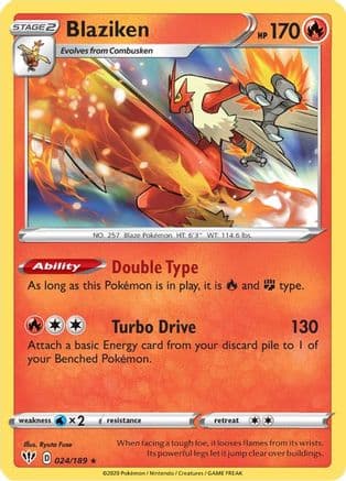 Blaziken — SWSH03: Darkness Ablaze Pokémon TCG card by Ryuta Fuse
