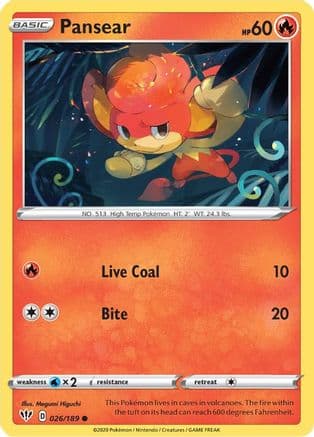 Pansear — SWSH03: Darkness Ablaze Pokémon TCG card by Megumi Higuchi
