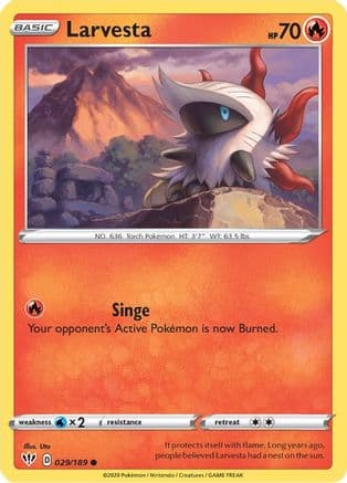 Larvesta — SWSH03: Darkness Ablaze Pokémon TCG card by Uta