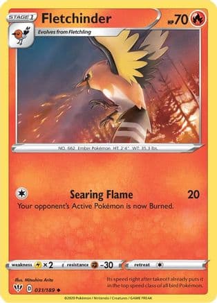 Fletchinder — SWSH03: Darkness Ablaze Pokémon TCG card by Mina Nakai