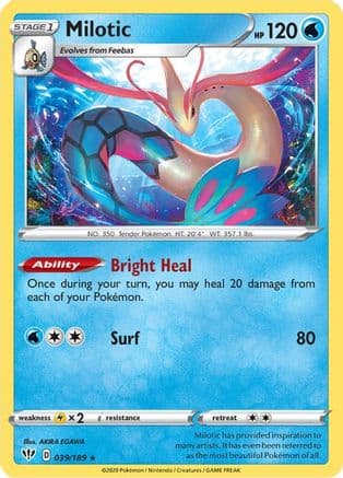Milotic — SWSH03: Darkness Ablaze Pokémon TCG card by AKIRA EGAWA