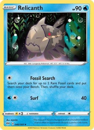 Relicanth — SWSH03: Darkness Ablaze Pokémon TCG card by MAHOU