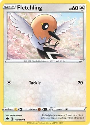 Fletchling — SWSH03: Darkness Ablaze Pokémon TCG card by Midori Harada