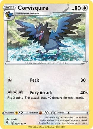Corvisquire — SWSH03: Darkness Ablaze Pokémon TCG card by kirisAki