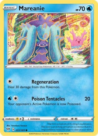 Mareanie — SWSH03: Darkness Ablaze Pokémon TCG card by Tomokazu Komiya