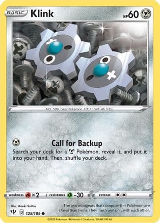 Klink — SWSH03: Darkness Ablaze Pokémon TCG card by Kouki Saitou