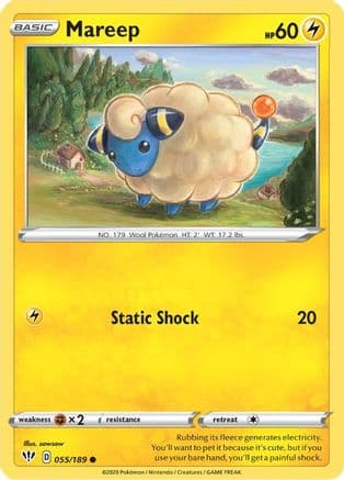 Mareep — SWSH03: Darkness Ablaze Pokémon TCG card by sowsow